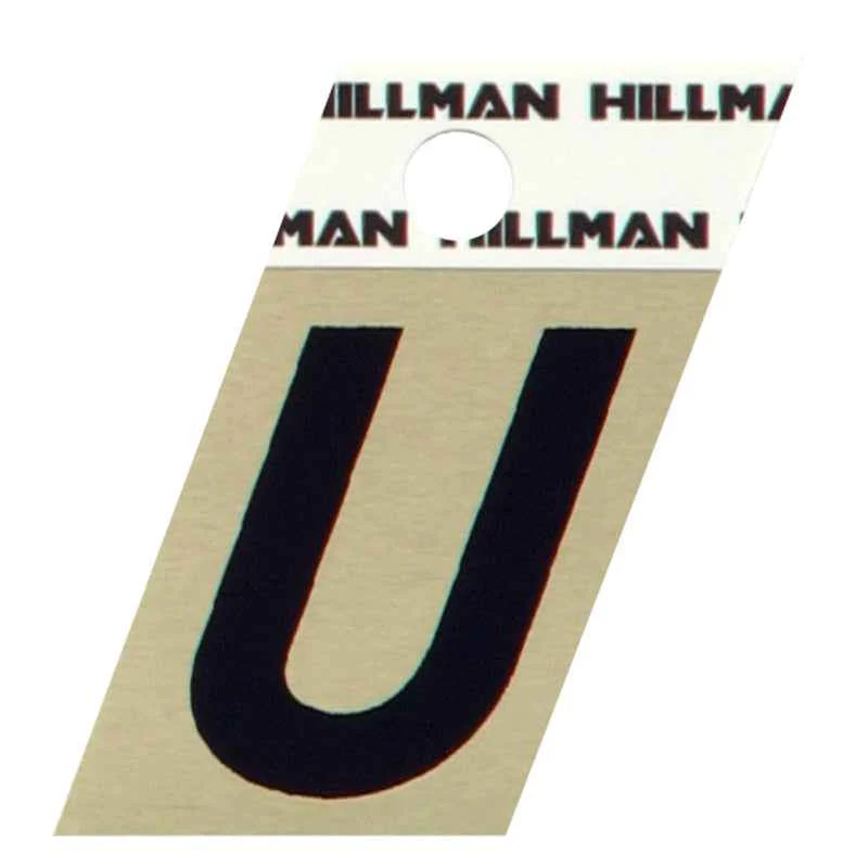 Hillman 1.5 in. Reflective Black Metal Self-Adhesive Letter U 1 pc (Pack of 6) - Image 2