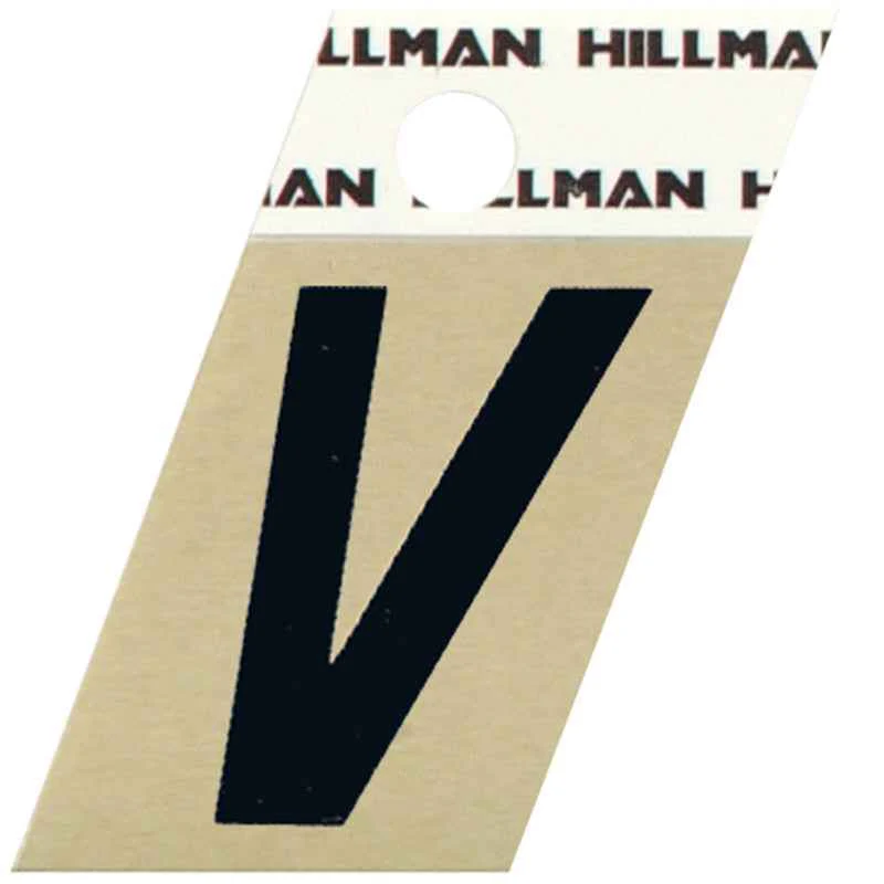 Hillman 1.5 in. Reflective Black Metal Self-Adhesive Letter V 1 pc (Pack of 6) - Image 2