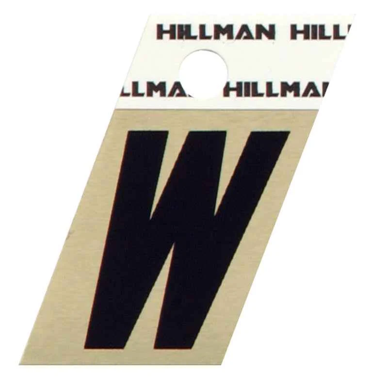 Hillman 1.5 in. Reflective Black Metal Self-Adhesive Letter W 1 pc (Pack of 6) - Image 2