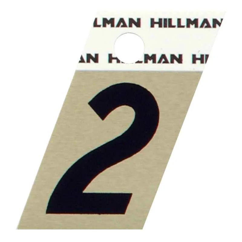 Hillman 1.5 in. Reflective Black Metal Self-Adhesive Number 2 1 pc (Pack of 6) - Image 2
