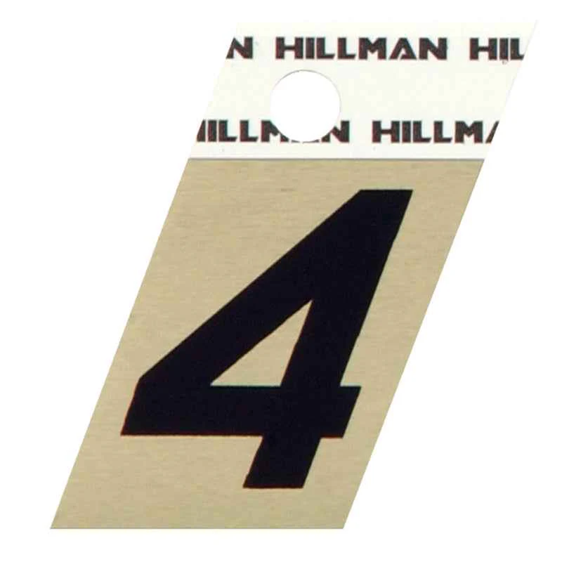 Hillman 1.5 in. Reflective Black Metal Self-Adhesive Number 4 1 pc (Pack of 6) - Image 2