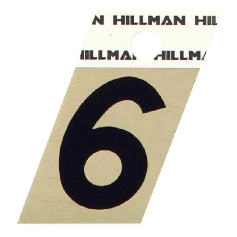 Hillman 1.5 in. Reflective Black Metal Self-Adhesive Number 6 1 pc (Pack of 6) - Image 2
