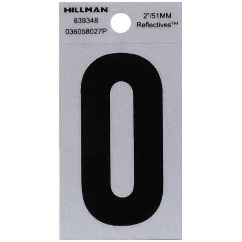 Hillman 2 in. Reflective Black Mylar Self-Adhesive Letter O 1 pc (Pack of 6) - Image 2