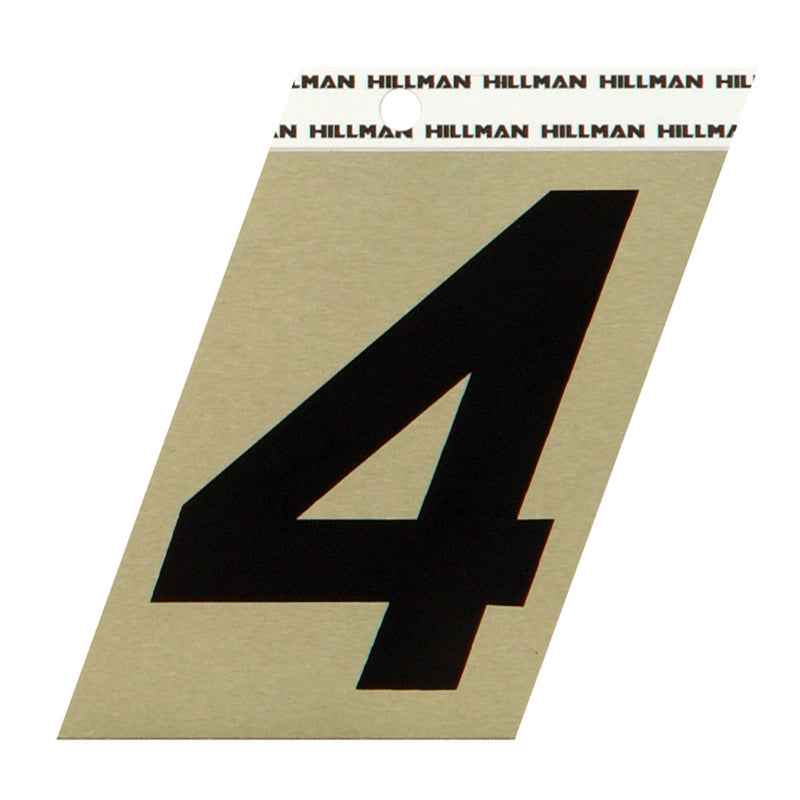 Hillman 3 in. Reflective Black Metal Self-Adhesive Number 4 1 pc (Pack of 3) - Image 2