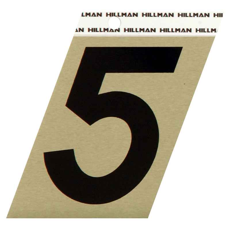 Hillman 3 in. Reflective Black Metal Self-Adhesive Number 5 1 pc (Pack of 3)