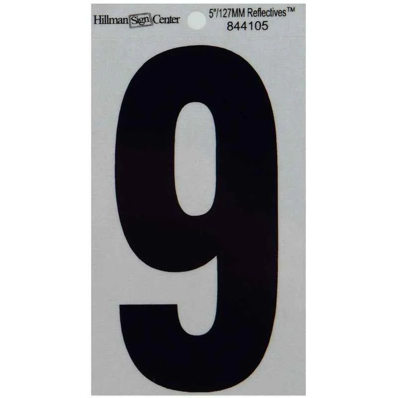 Hillman 5 in. Reflective Black Mylar Self-Adhesive Number 9 1 pc (Pack of 6) - Image 2