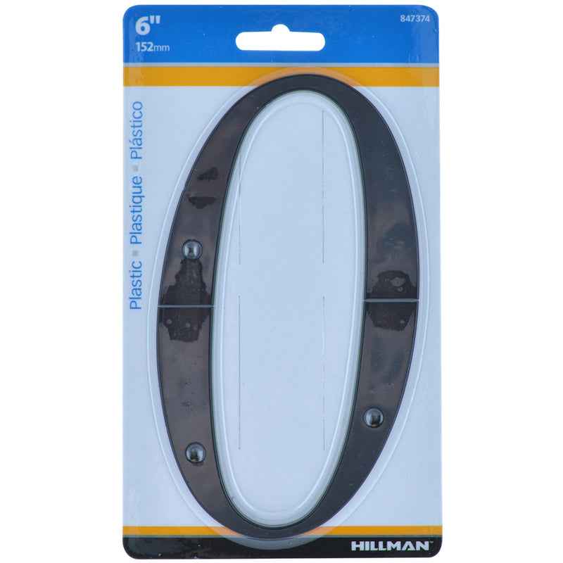 Hillman 6 in. Black Plastic Nail-On Number 0 1 pc (Pack of 3) - Image 2
