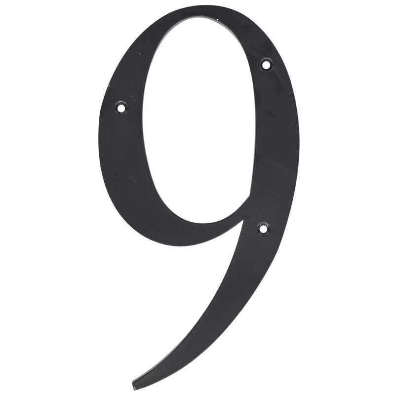 Hillman 6 in. Reflective Black Plastic Nail-On Number 9 1 pc (Pack of 3) - Image 2