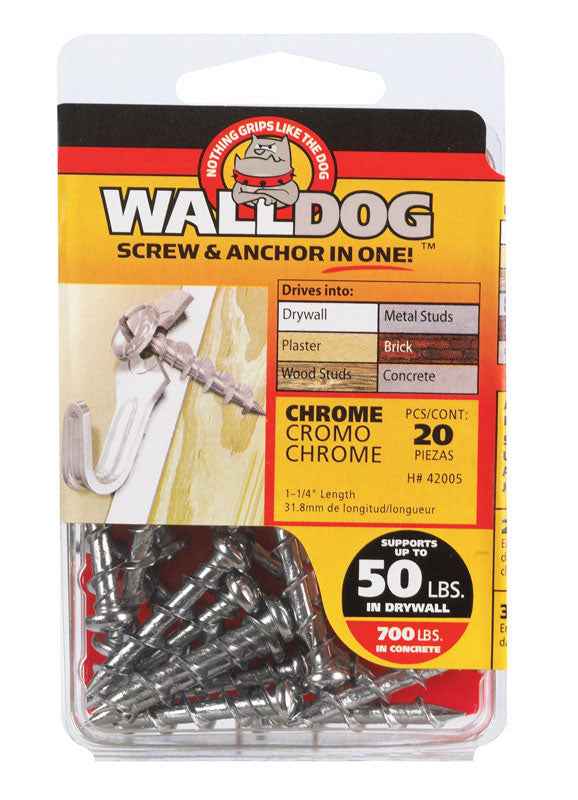 Hillman 3/16 in. Dia. x 1-1/4 in. L Chrome Pan Head Walldog Screw & Anchor 20 pk (Pack of 10) - Image 3