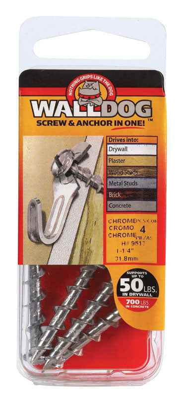 Hillman 3/16 in. Dia. x 1-1/4 in. L Chrome Pan Head Walldog Screw & Anchor 4 pk (Pack of 10) - Image 3