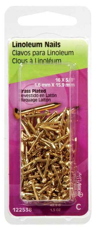 Hillman 5/8 in. L Binding Brass-Plated Steel Nail Smooth Shank Flat (Pack of 6) - Image 4