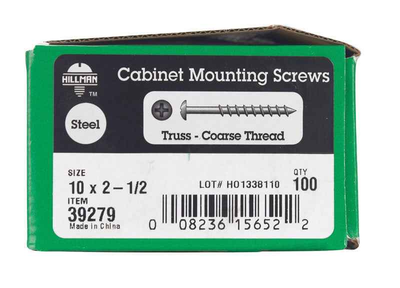 HILLMAN No. 10 X 2-1/2 in. L Phillips Black Phosphate Coarse Cabinet Screws 1 pk - Image 2