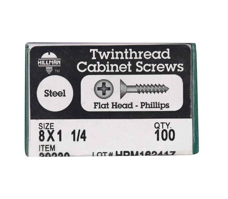 HILLMAN No. 8 X 1-1/4 in. L Phillips Black Phosphate Twin Thread Cabinet Screws 100 pk - Image 2