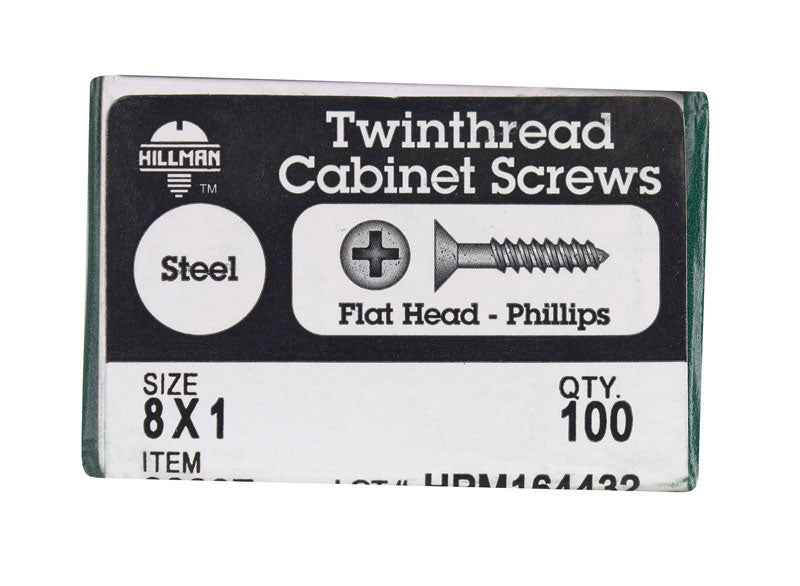 HILLMAN No. 8 X 1 in. L Phillips Black Phosphate Twin Thread Cabinet Screws 1 pk - Image 2