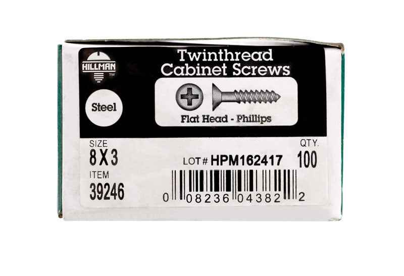 HILLMAN No. 8 X 3 in. L Phillips Black Phosphate Twin Thread Cabinet Screws 100 pk - Image 2