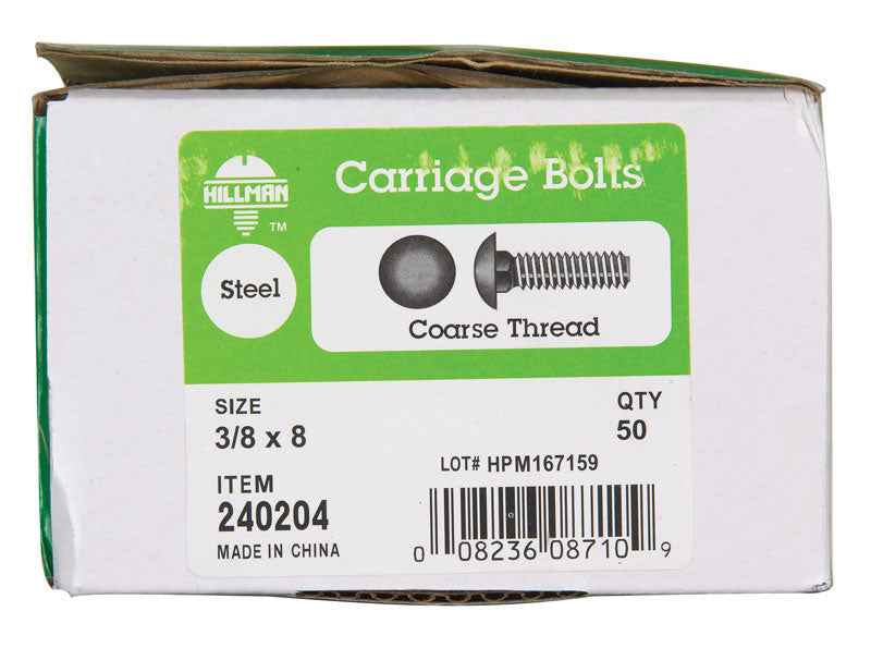 Hillman 3/8 in. X 8 in. L Zinc-Plated Steel Carriage Bolt 50 pk - Image 3