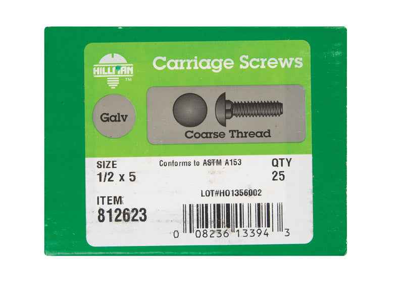 HILLMAN 1/2 in. X 5 in. L Hot Dipped Galvanized Steel Carriage Bolt 25 pk - Image 4