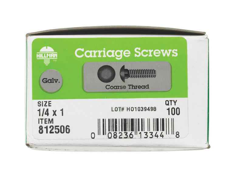 HILLMAN 1/4 in. X 1 in. L Hot Dipped Galvanized Steel Carriage Bolt 100 pk - Image 4