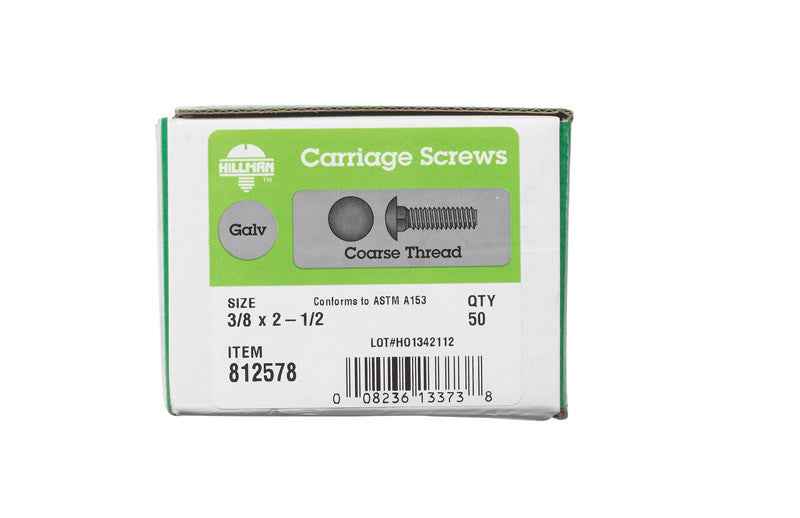 HILLMAN 3/8 in. X 2-1/2 in. L Hot Dipped Galvanized Steel Carriage Bolt 50 pk - Image 4