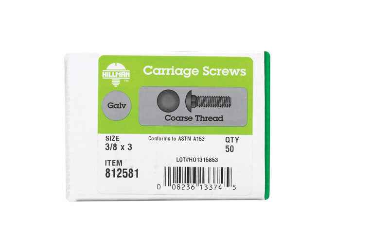 Hillman 3/8 in. X 3 in. L Hot Dipped Galvanized Steel Carriage Bolt 50 pk - Image 3