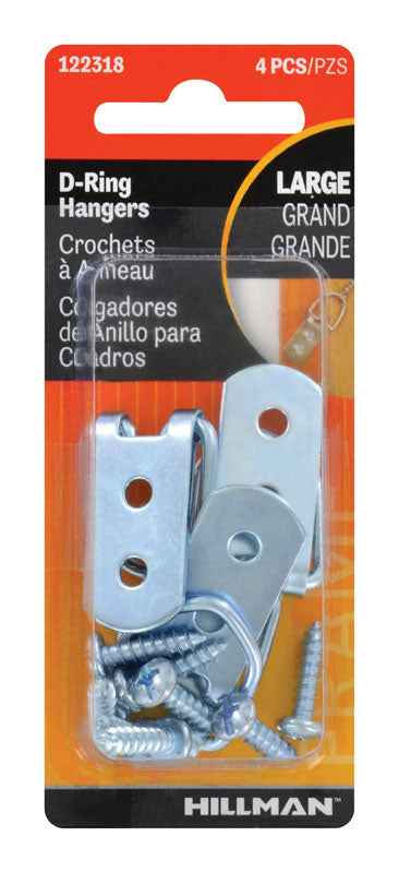 Hillman Silver Steel Large D-Ring Hanger 4 pk 15 lb. (Pack of 10) - Image 2