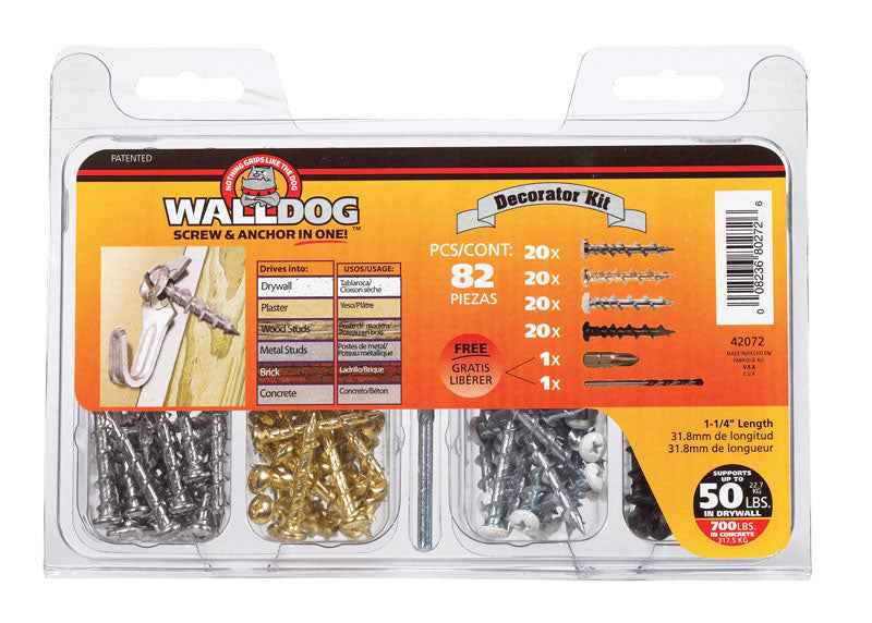 Hillman Walldog No. 10  S X 1-1/4 in. L Phillips Pan Head Screw Kit 82 pk - Image 2