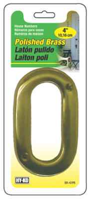 Hillman Distinctions 4 in. Gold Brass Screw-On Number 0 1 pc (Pack of 3) - Image 2