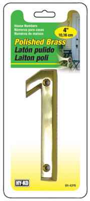 Hillman Distinctions 4 in. Gold Brass Screw-On Number 1 1 pc (Pack of 3) - Image 2