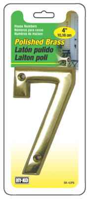 Hillman Distinctions 4 in. Gold Brass Screw-On Number 7 1 pc (Pack of 3) - Image 2