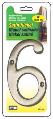 Hillman Distinctions 4 in. Silver Brushed Nickel Screw-On Number 6 1 pc (Pack of 3) - Image 2