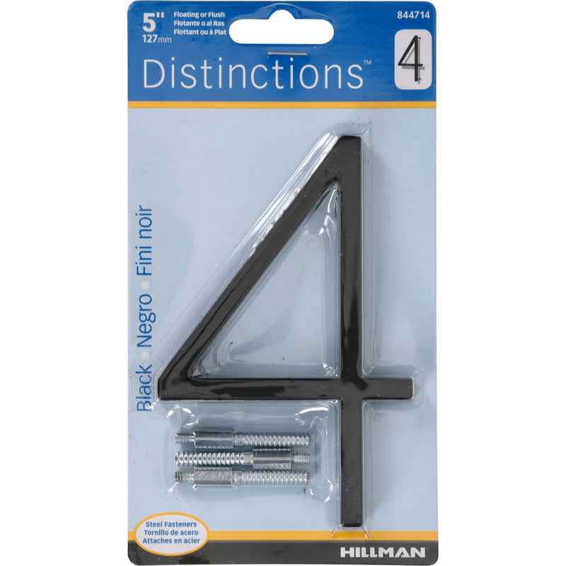 Hillman Distinctions 5 in. Black Metal Screw-On Number 4 1 pc (Pack of 3) - Image 2