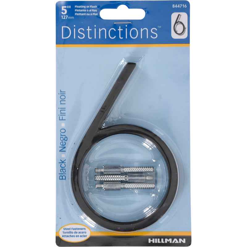 Hillman Distinctions 5 in. Black Metal Screw-On Number 6 1 pc (Pack of 3) - Image 2