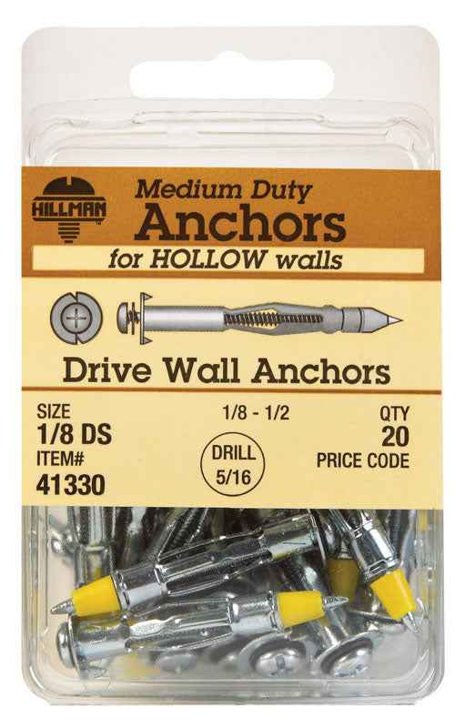 Hillman 1/8 in. Dia. x 1/8 Short in. L Metal Pan Head Drive Wall Anchors 20 pk (Pack of 5) - Image 2