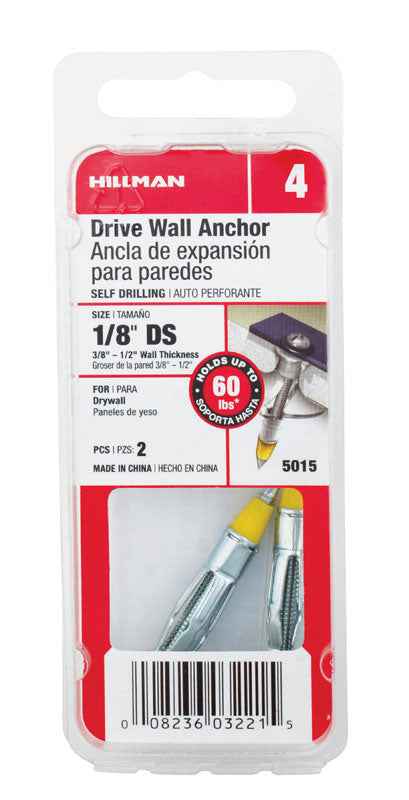 Hillman 1/8 in. Dia. x 1/8 x-short in. L Metal Round Head Drive Wall Anchors 2 pk (Pack of 10) - Image 2