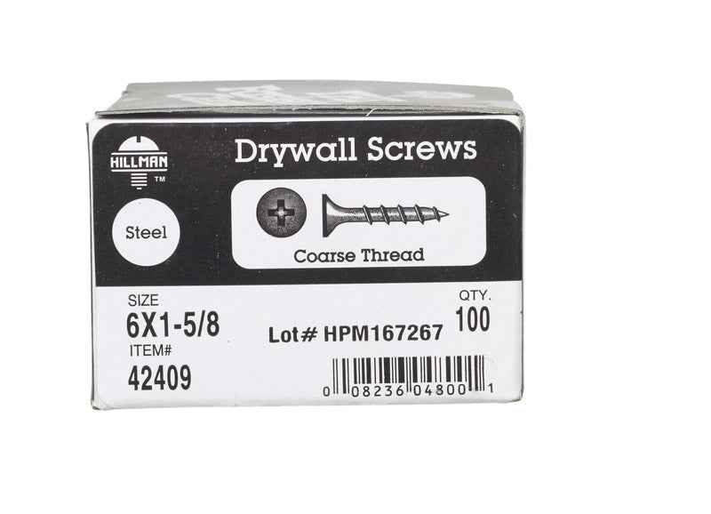 Hillman No. 6 X 1-5/8 in. L Phillips Drywall Screws 100 pk - Image 3