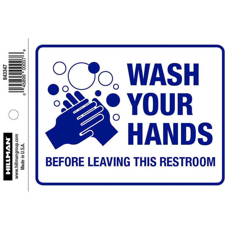Hillman English White Restroom Decal 4 in. H X 6 in. W (Pack of 6) - Image 2
