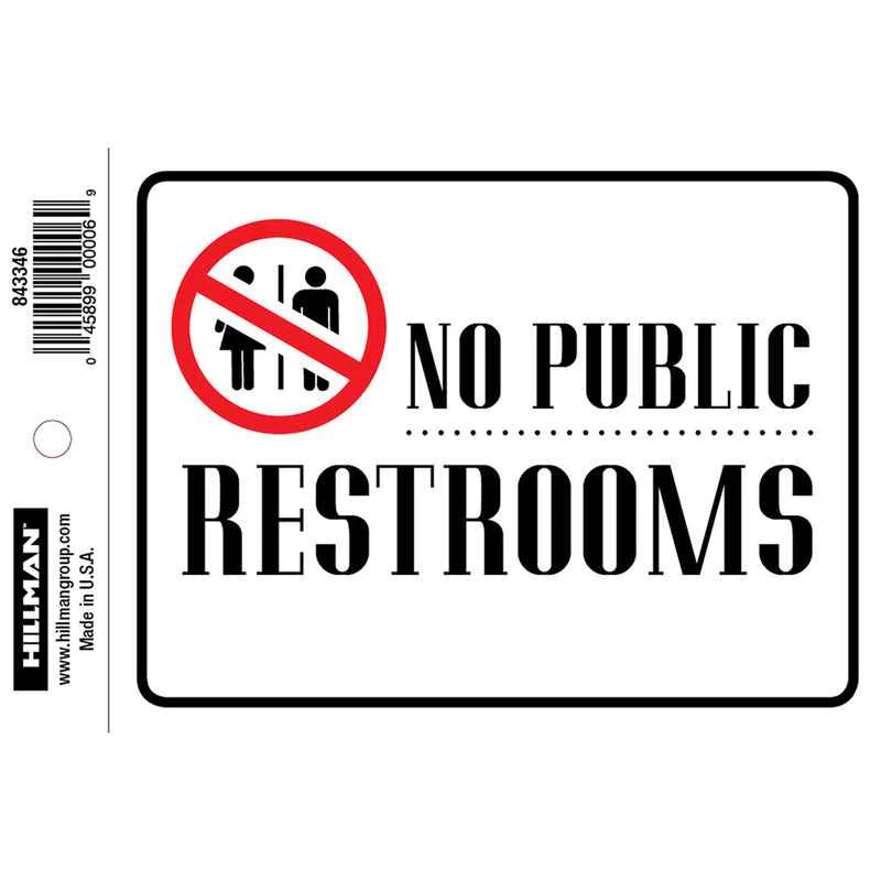 Hillman English White Restroom Decal 4 in. H X 6 in. W (Pack of 6)
