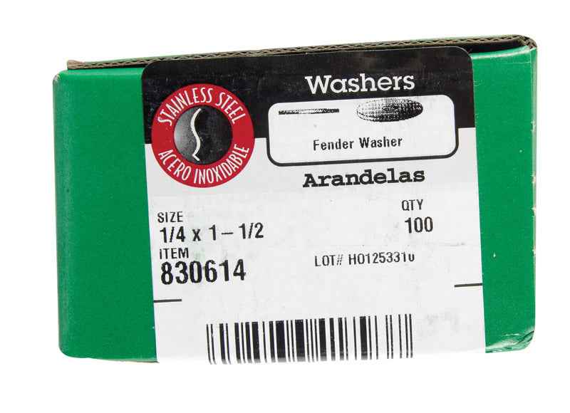 Hillman Stainless Steel 1/4 in. Fender Washer 100 pk - Image 2