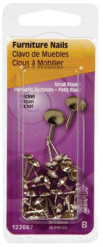 Hillman 7/16 in. L Furniture Nickel Stainless Steel Nail Smooth Shank Round (Pack of 6) - Image 2