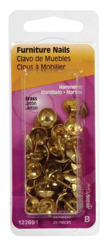 Hillman 4.88 in. L Furniture Brass-Plated Brass Nail Smooth Shank Hammered (Pack of 6) - Image 2