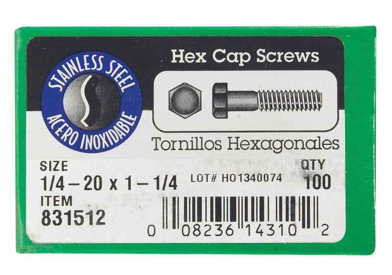 HILLMAN 1/4-20 in. D X 1-1/4 in. L Stainless Steel Hex Head Cap Screw 100 pk - Image 2