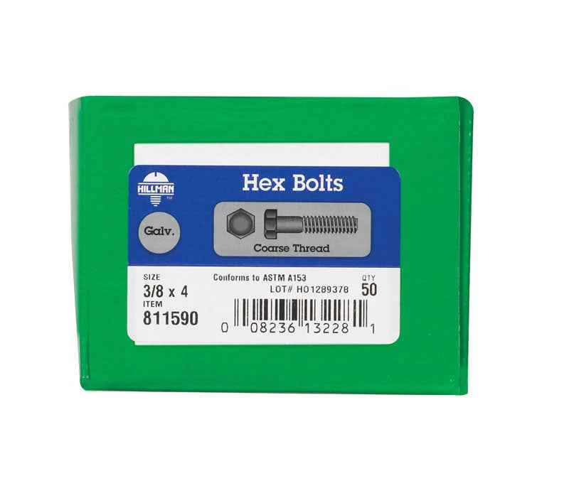 Hillman 3/8 in. D X 4 in. L Hot Dipped Galvanized Steel Hex Bolt 50 pk - Image 3