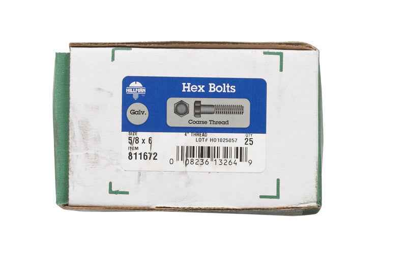 HILLMAN 5/8 in. D X 6 in. L Hot Dipped Galvanized Steel Hex Bolt 25 pk - Image 4