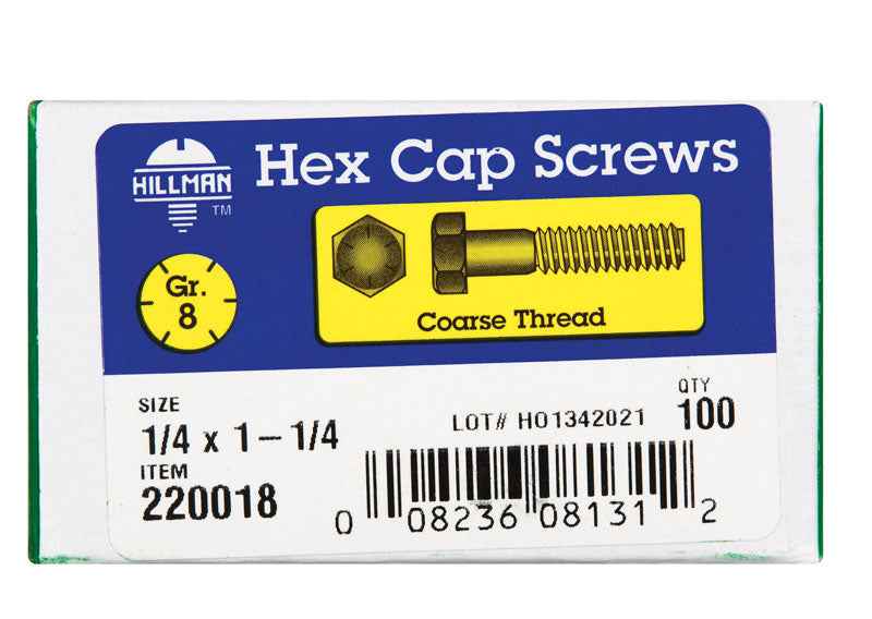 HILLMAN 1/4 in. D X 1-1/4 in. L Heat Treated Steel Hex Head Cap Screw 100 pk - Image 2