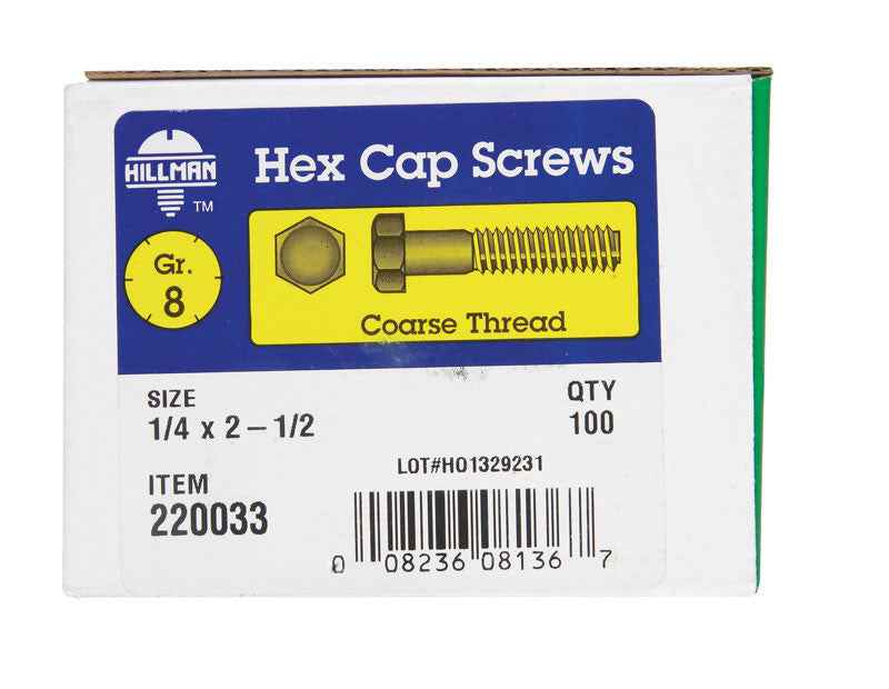 HILLMAN 1/4 in. D X 2-1/2 in. L Heat Treated Steel Hex Head Cap Screw 100 pk - Image 4