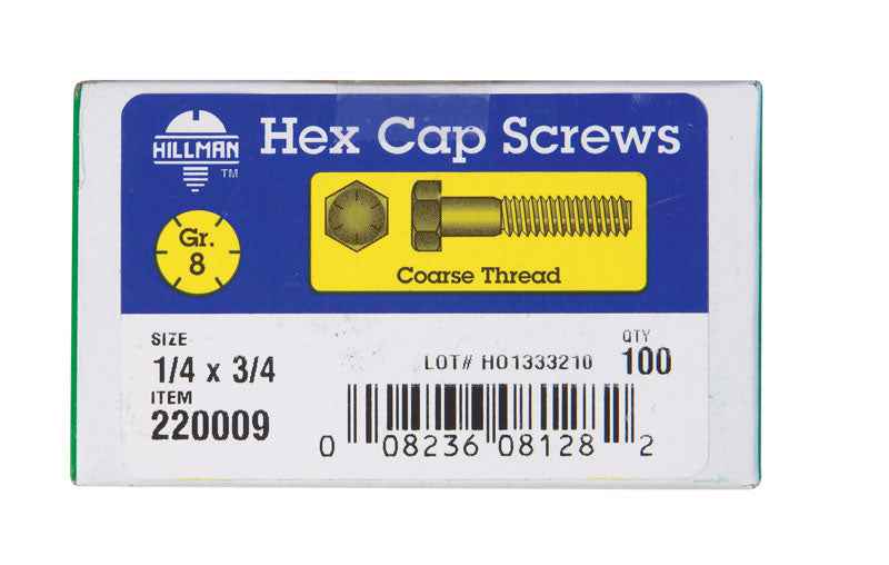 Hillman 1/4 in. D X 3/4 in. L Heat Treated Steel Hex Head Cap Screw 100 pk - Image 3