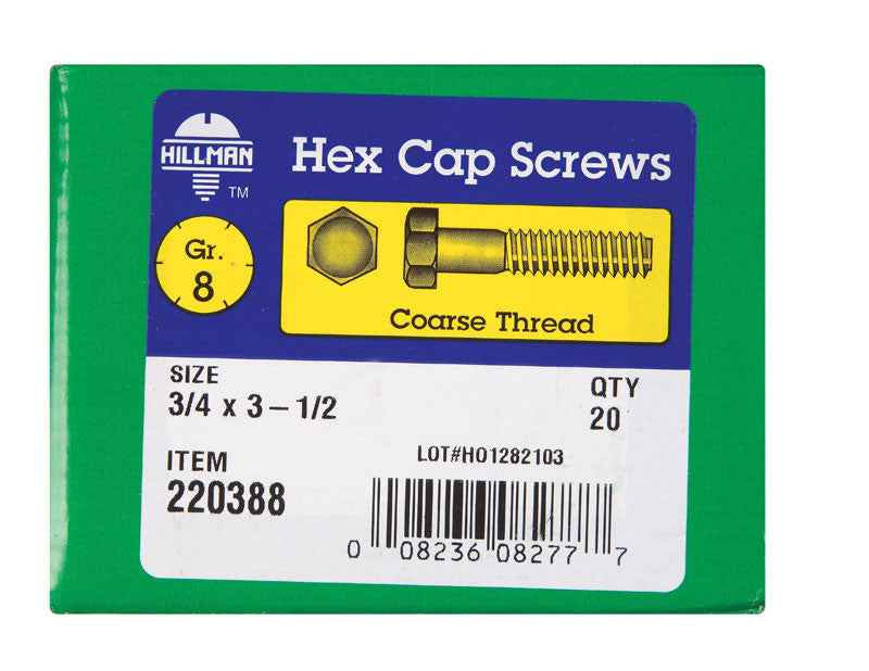 HILLMAN 3/4 in. D X 3-1/2 in. L Heat Treated Steel Hex Head Cap Screw 20 pk - Image 4