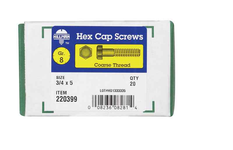 HILLMAN 3/4 in. D X 5 in. L Heat Treated Steel Hex Head Cap Screw 20 pk - Image 2