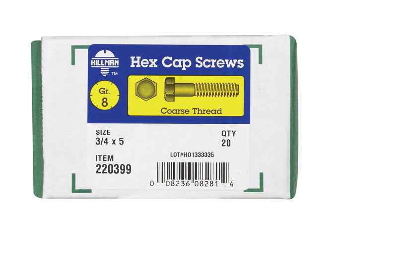 HILLMAN 3/4 in. D X 5 in. L Heat Treated Steel Hex Head Cap Screw 20 pk - Image 4