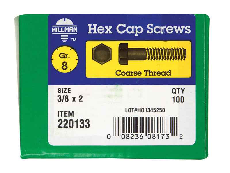 HILLMAN 3/8 in. D X 2 in. L Heat Treated Steel Hex Head Cap Screw 100 pk - Image 2